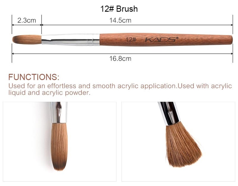Rolabling Nail Brush Kolinsky Sable Acrylic Nail Art Brush Professional Red Wooden Nail Brush (12#) - Image 5